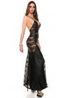Sexy KouCla ClubStyle dress wet look with lace Black